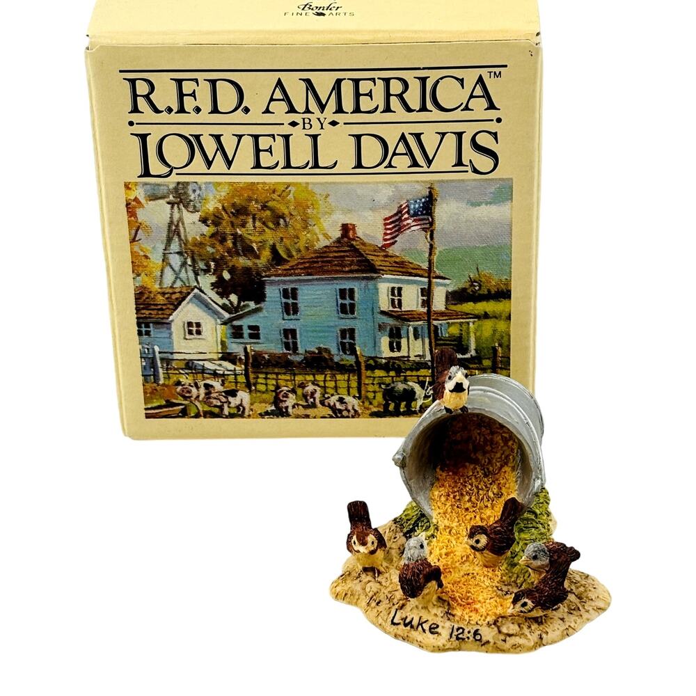 Luke 12:6 Lowell Davis Schmid RFD America Figurine Sparrows Feed‎ Bucket 25372